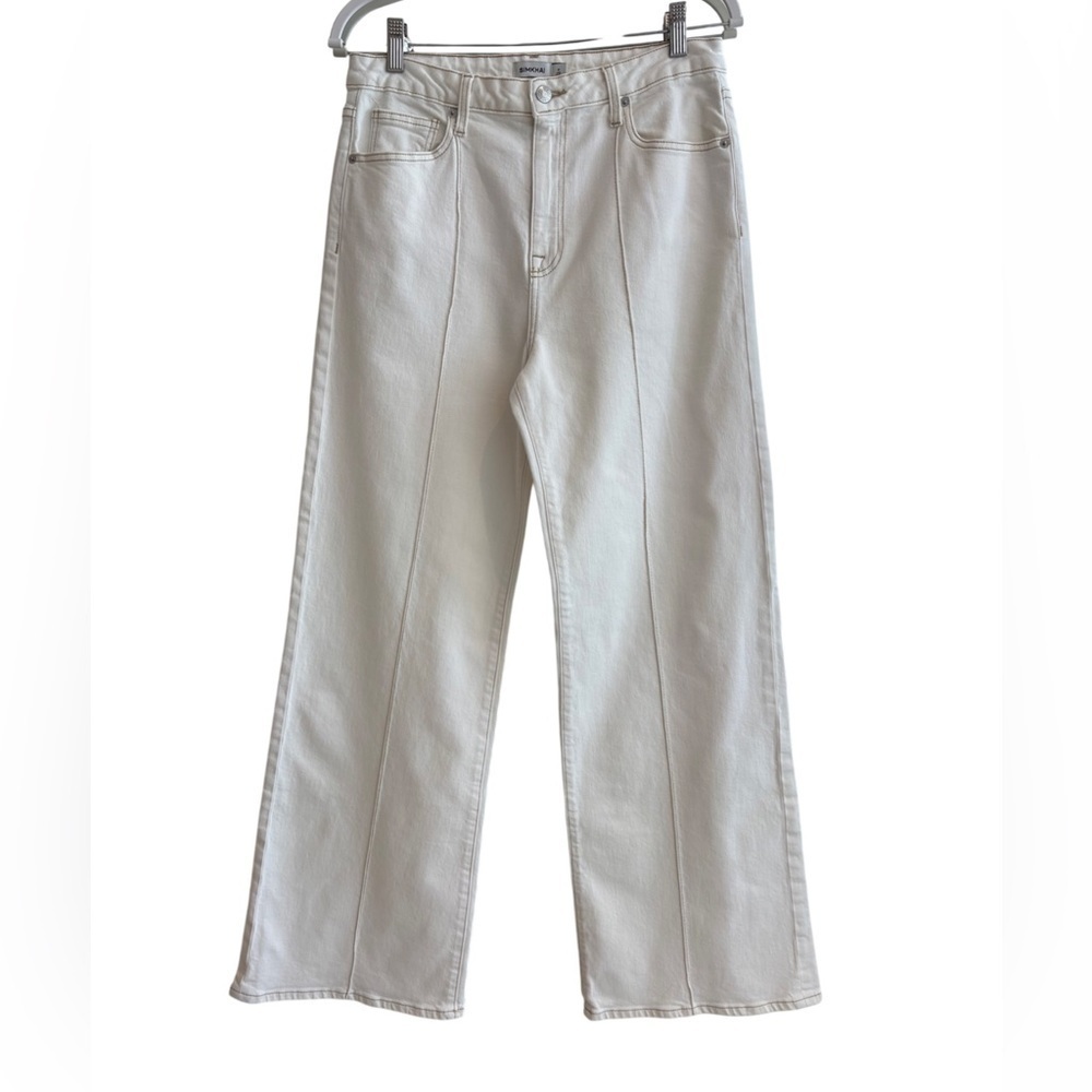 SIMKHAI Wide Leg Jean with detailed stitching